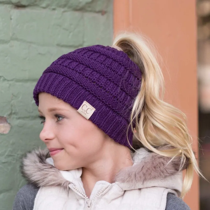 CC Kids Ponytail Beanie-Purple