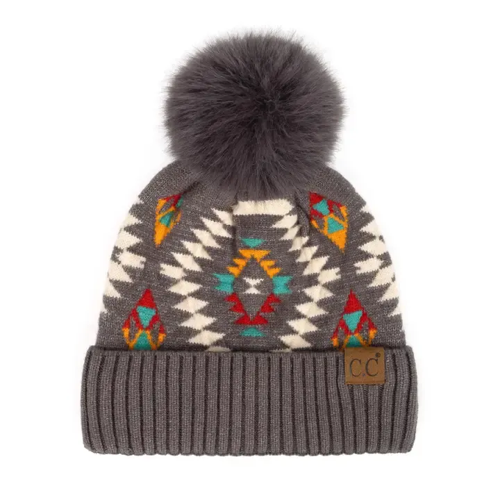 CC Southwest Print Beanie-Dark Grey