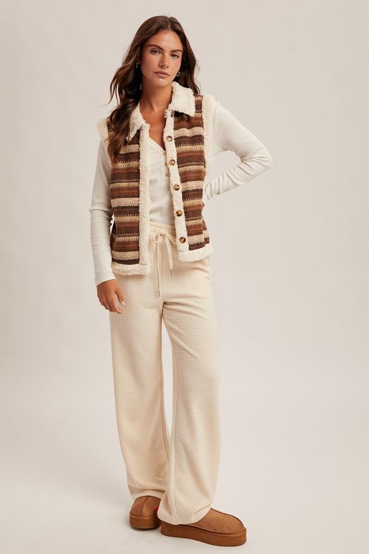 Cream Waffle Knit Pants