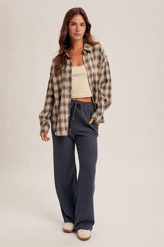 Navy Waffle Knit Pants