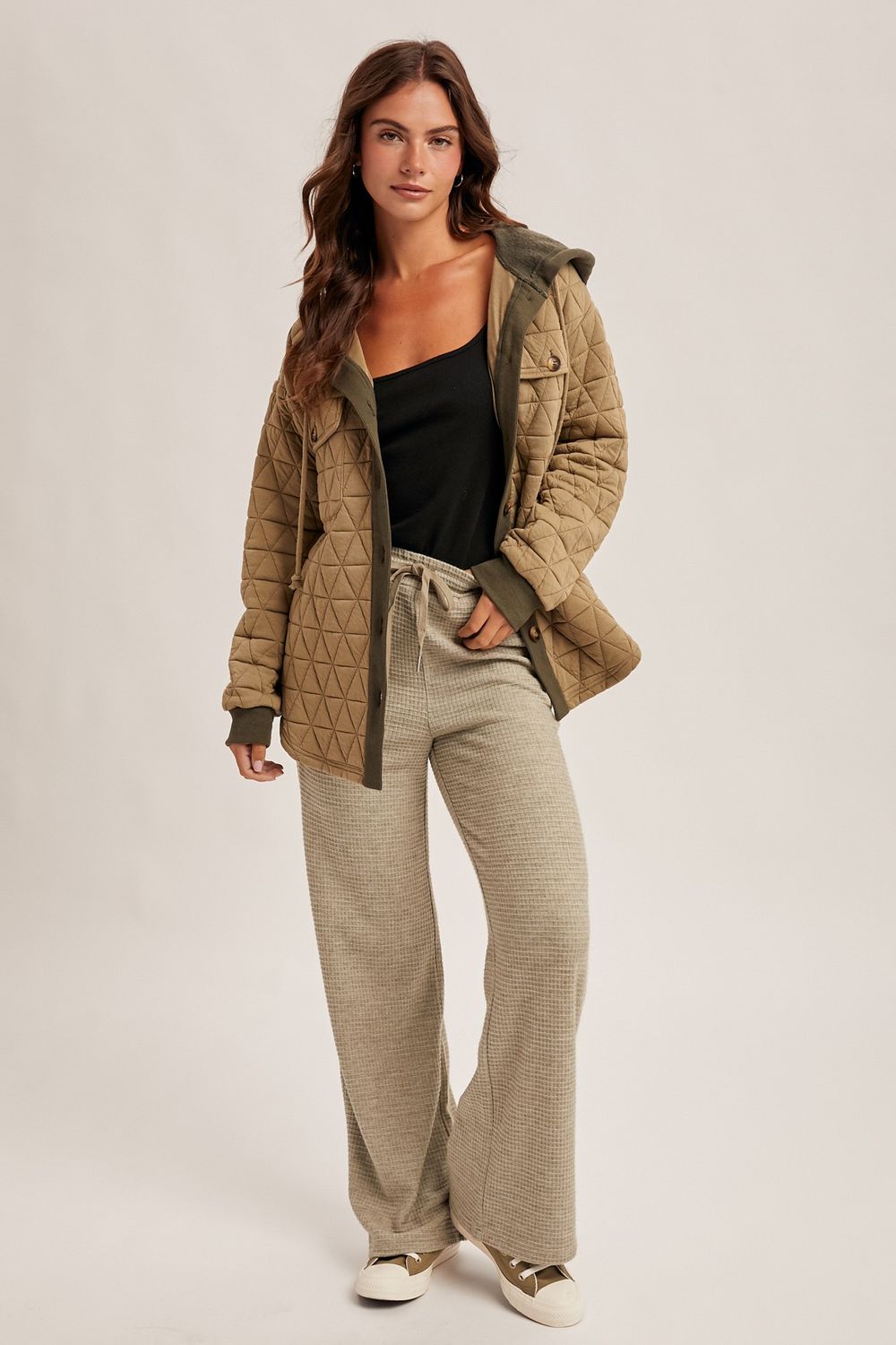 Olive Waffle Knit Pants