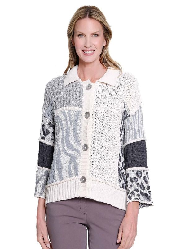 Multi-Patch Sweater Cardigan