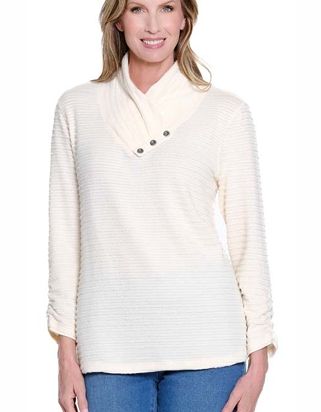 Winter White Shirred Top