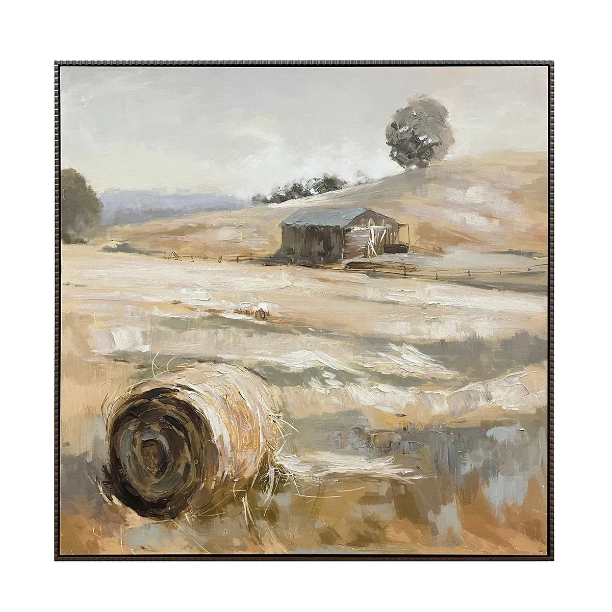 Hay Fields Framed Hand Painted Canvas