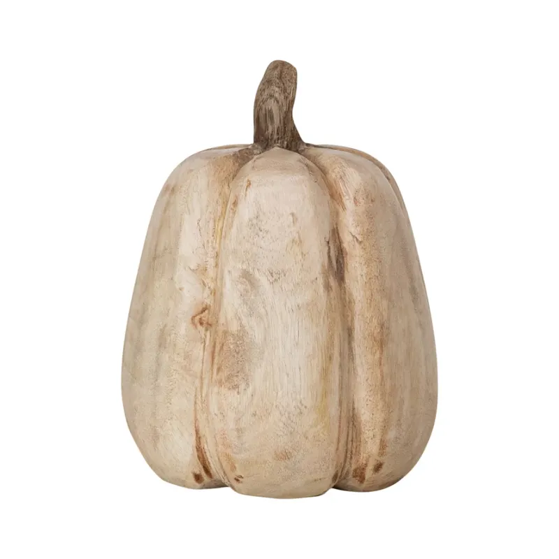 Carved Mango Wood Pumpkin-CF3989
