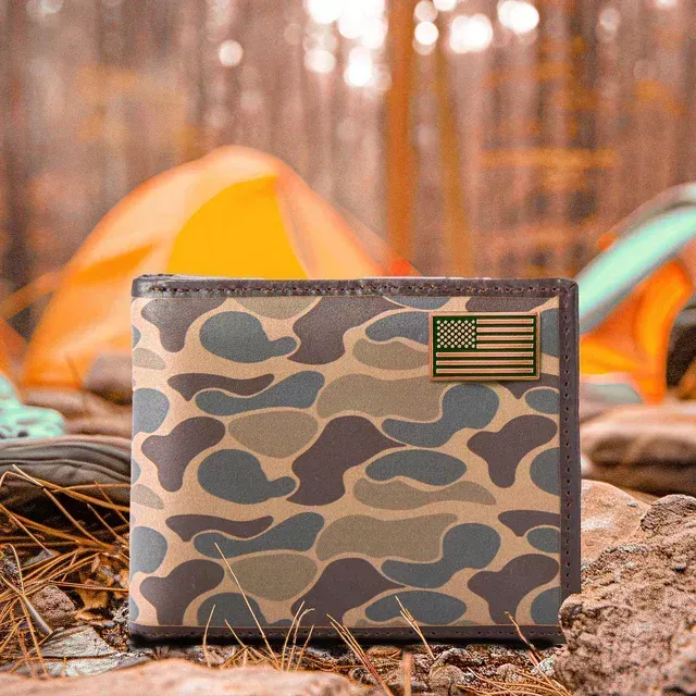 Old School Brown Camo Bifold Wallet-USA