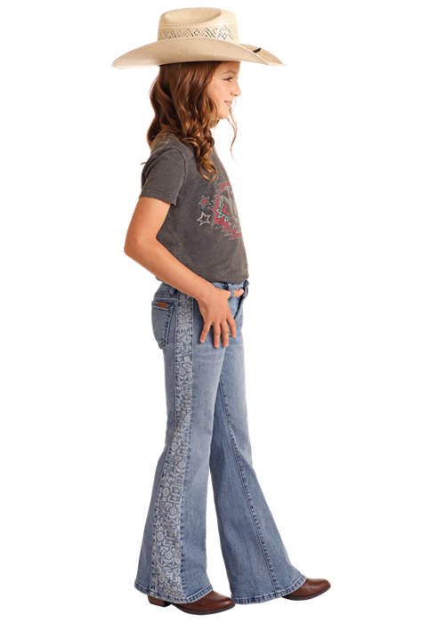 Girls Aztec Panel Button Flare