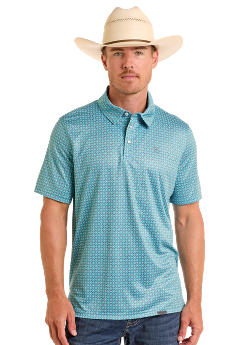 Turquoise Mens SS Polo Snap