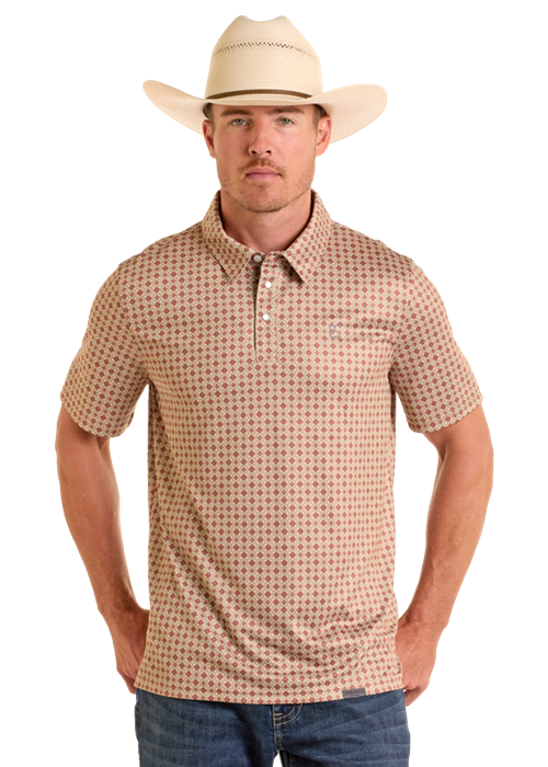 Tan Mens SS Polo Snap