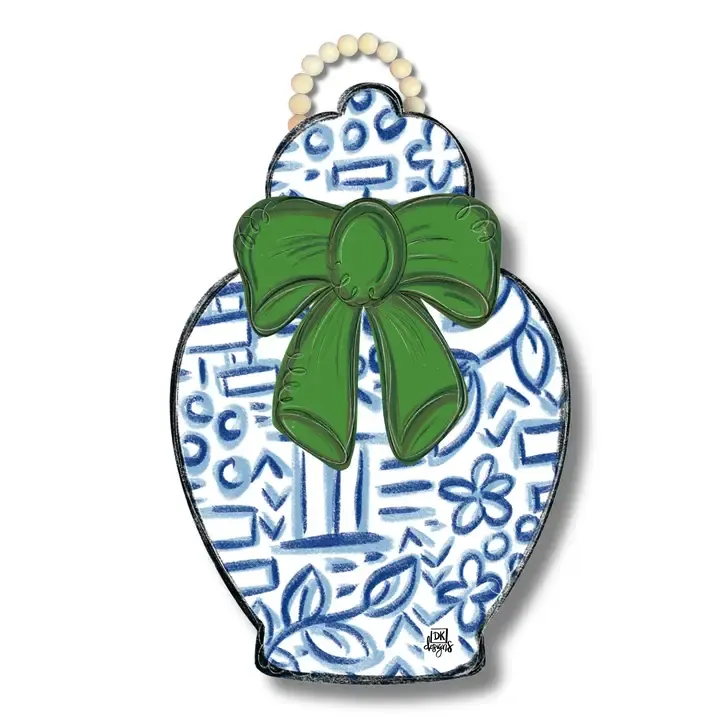 Chinoiserie Jar Green Bow Hanger