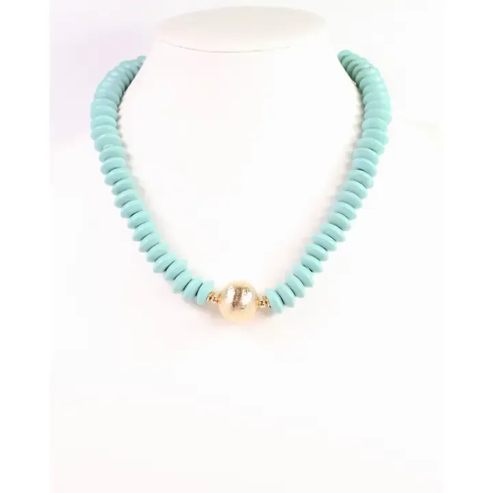 Dayle Disc &amp; Ball Necklace Turquoise