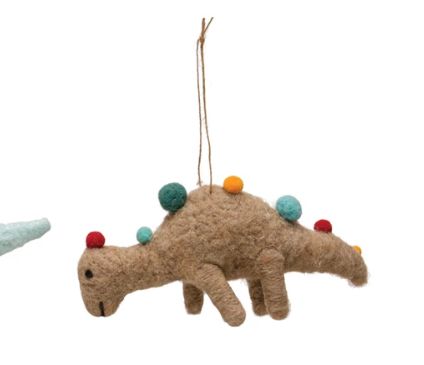 XS4080A-Felt Dino Ornament-Tan Dino