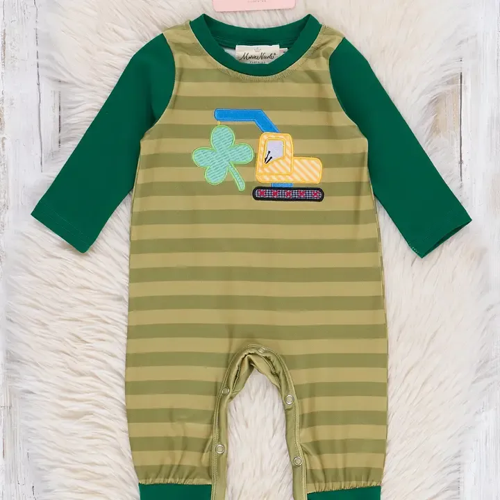 Striped Lucky Excavator Romper