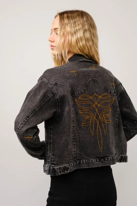 CS Boot Stitch Denim Jacket-Black