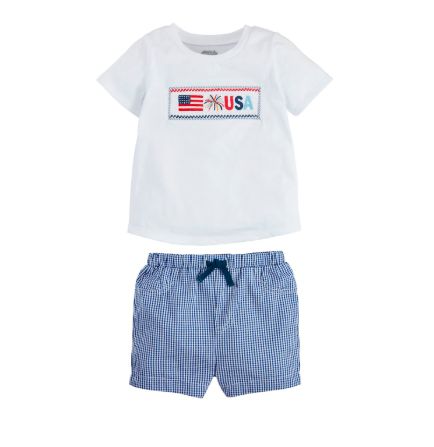Flag Smocked Tee Short Set