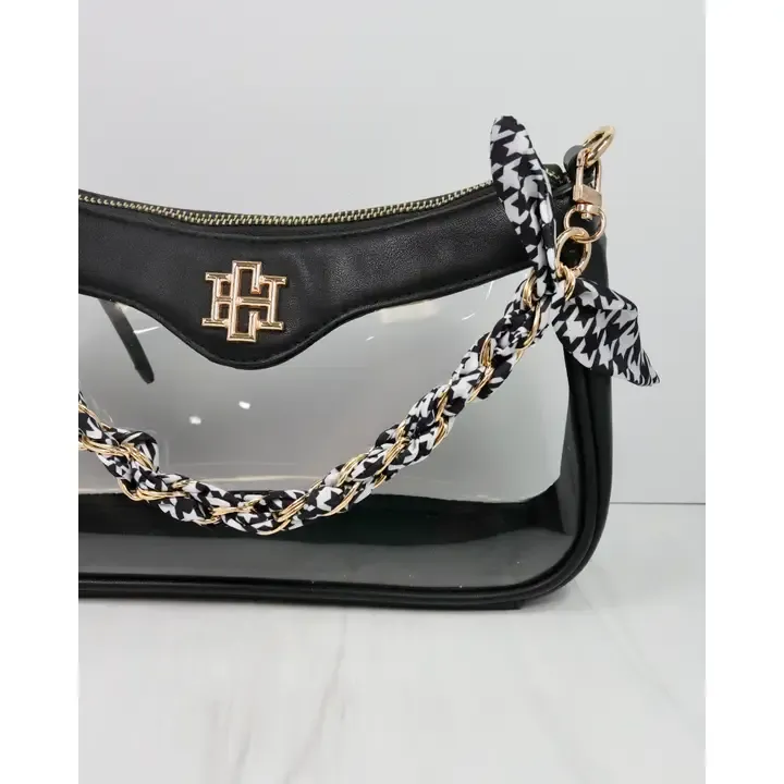 Serafina Scarf Purse Chain Black White