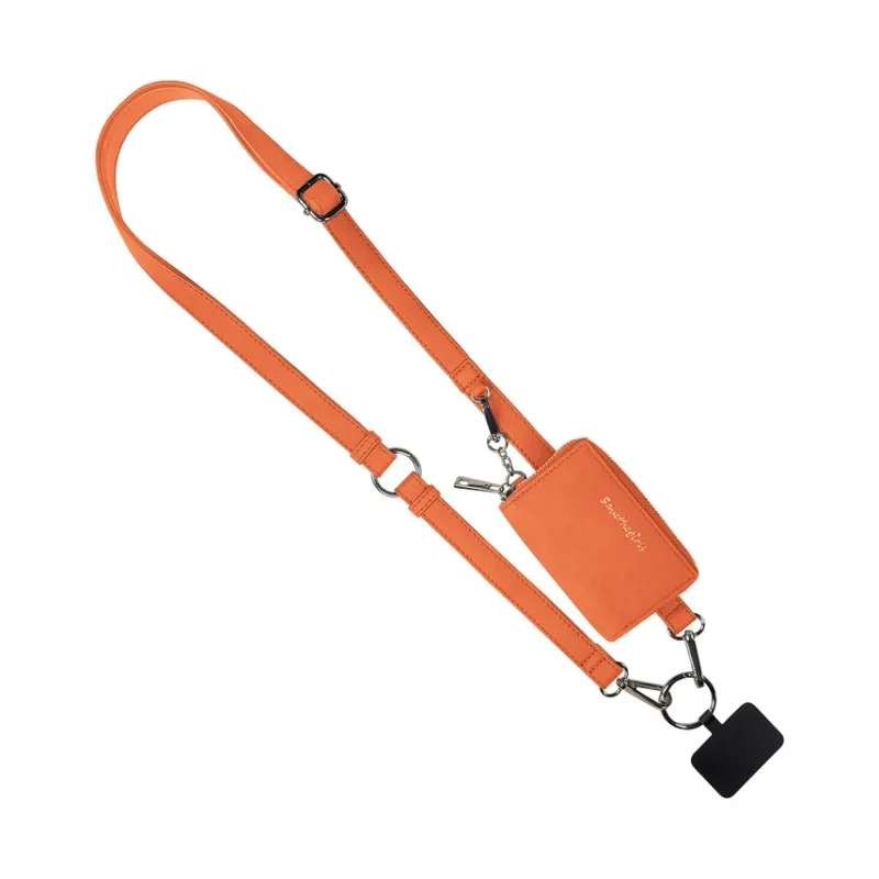 Clip &amp; Go Brushed Phone Lanyard-Tangerine