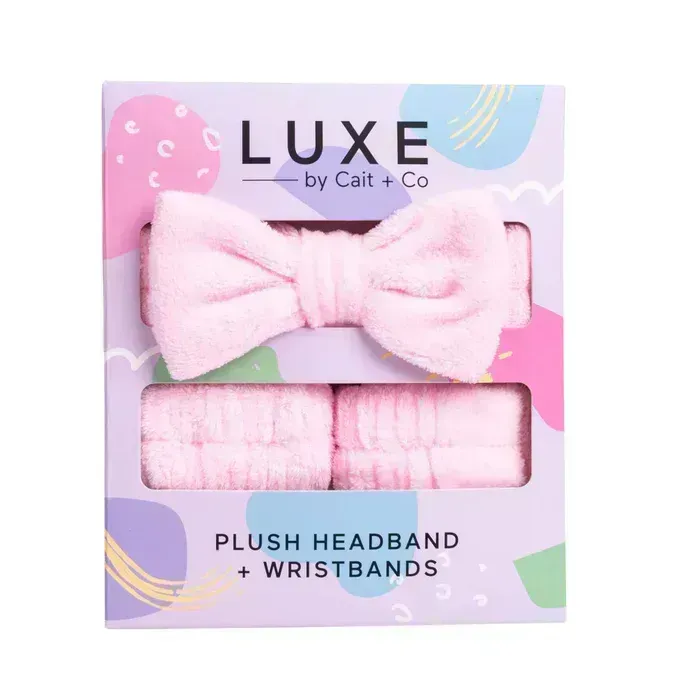 Luxe Headband + Wristbands- Pink