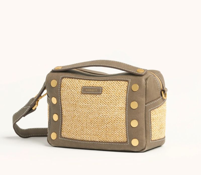 Evan Crossbody Sml-Pewter Raffia