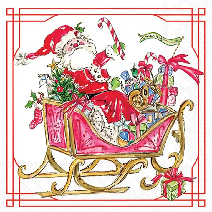 VG Paper Cocktail Napkins 20ct Santa Sleigh