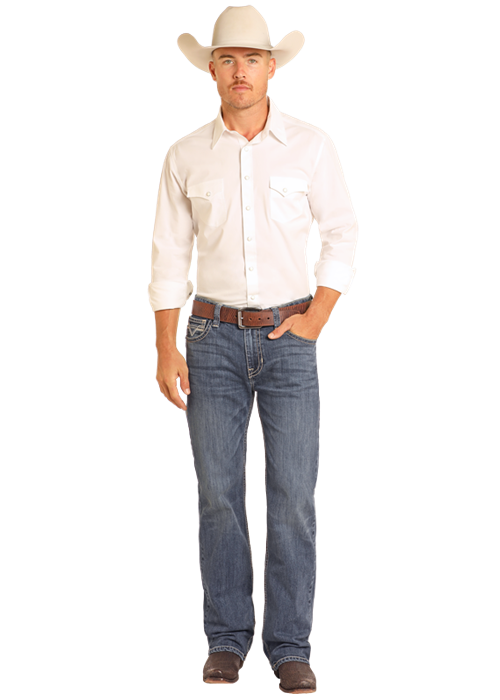 Two Tone Stitch DB Straight Jeans