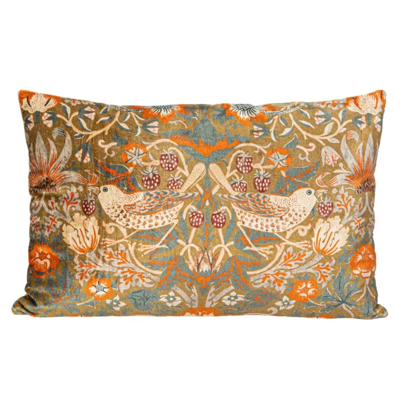 DF8325 Bird/Flower Velvet Lumbar Pillow