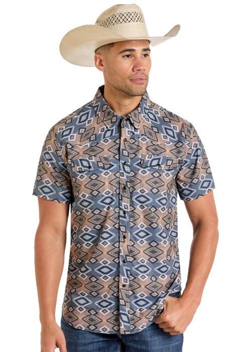 Dark Grey Aztec Western Snap