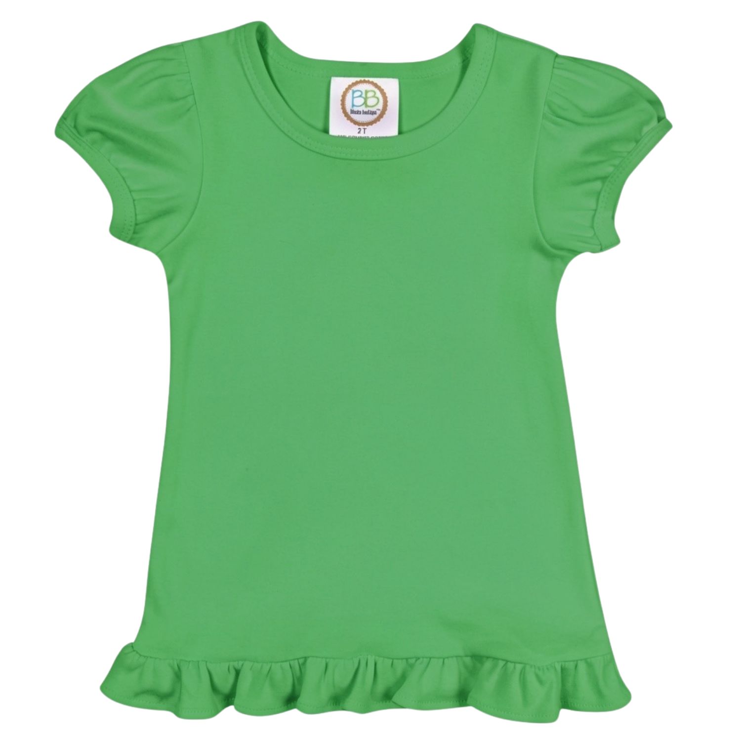 Girl's Blank SS Ruffle Tee - Kelly Green