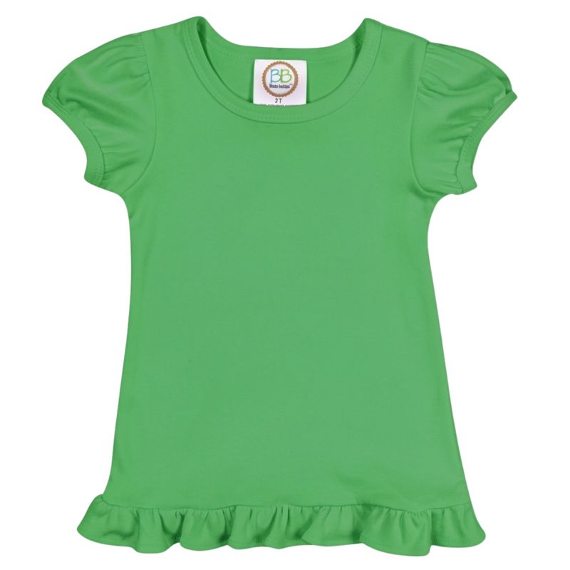 Girl's Blank SS Ruffle Tee - Kelly Green