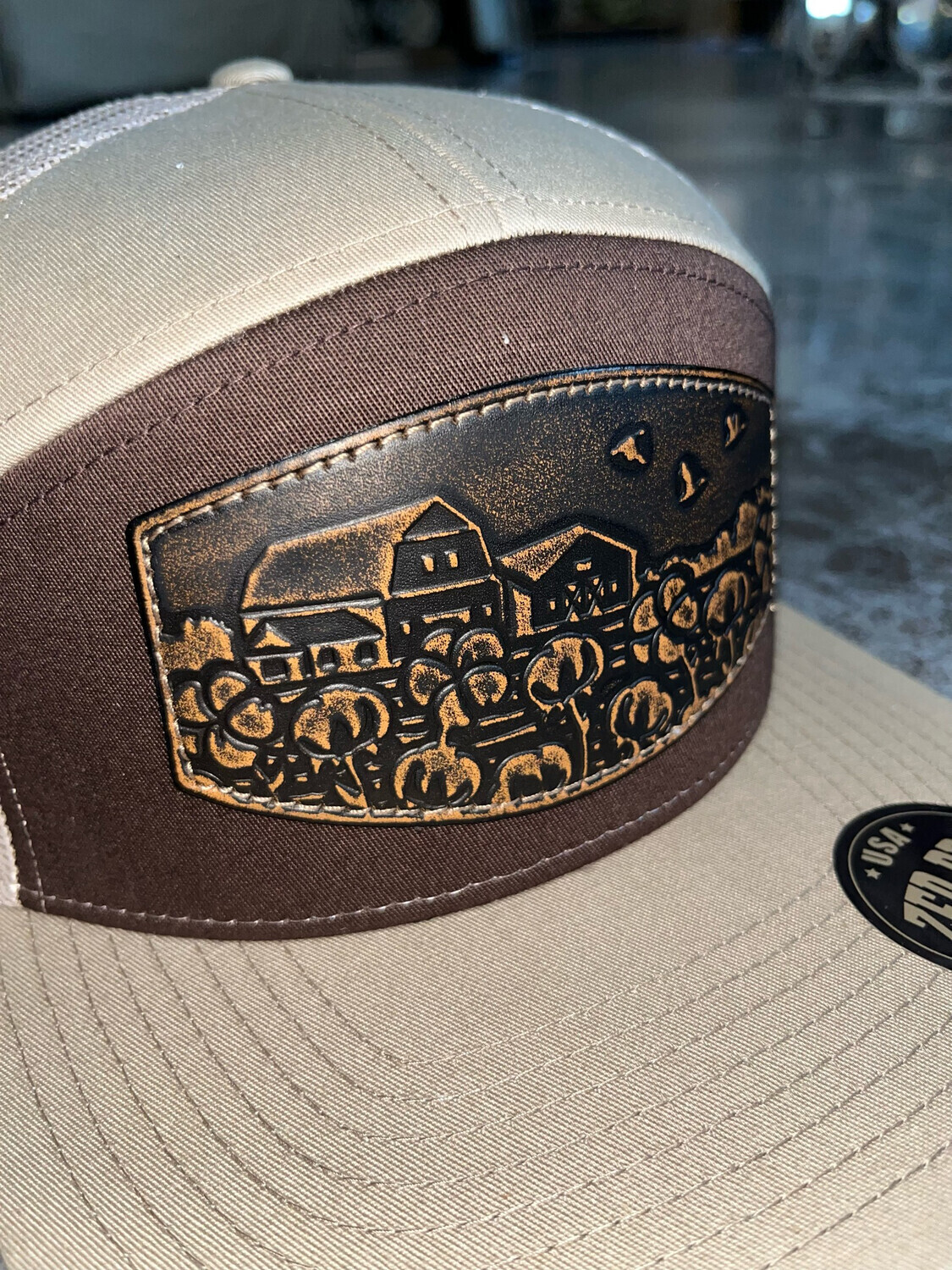 7 Panel Hat Brown/Khaki w Cotton