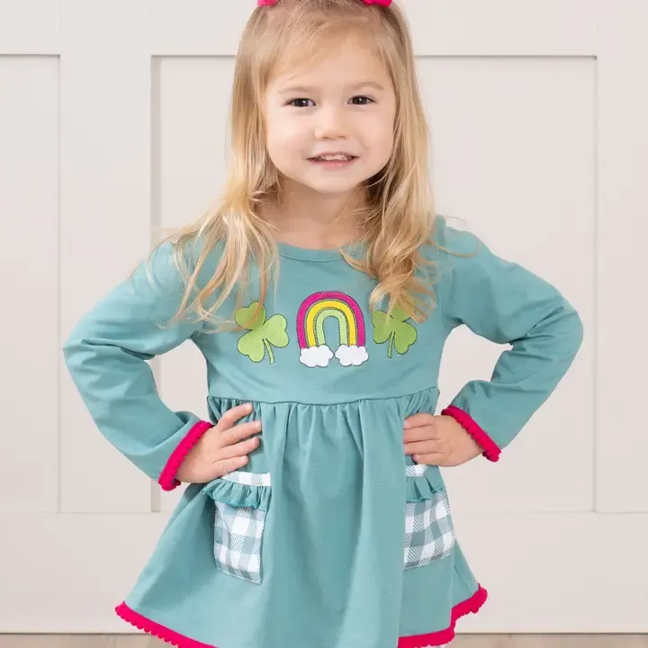 Turquoise Emb Rainbow Clover Outfit