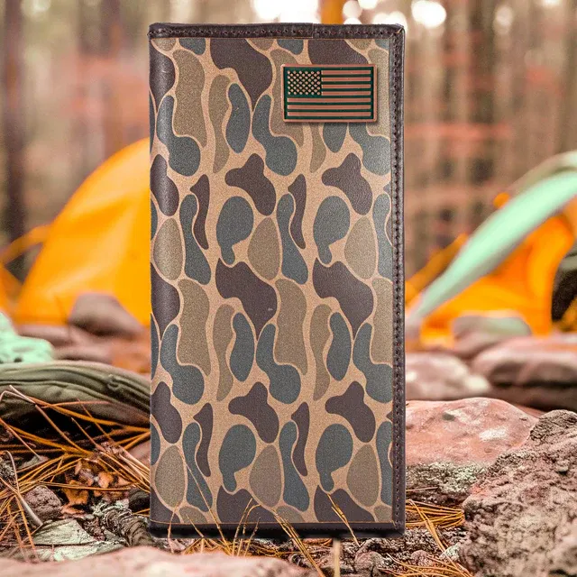 Old School Brown Camo Long Wallet-USA