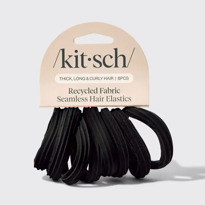 VG Kitsch Seamless Hair Elastics-Black 8pc