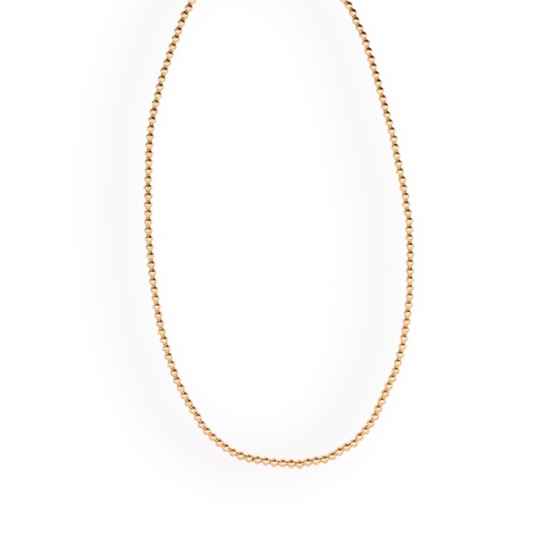 VG Beaded 3MM Necklace in Gold 16in