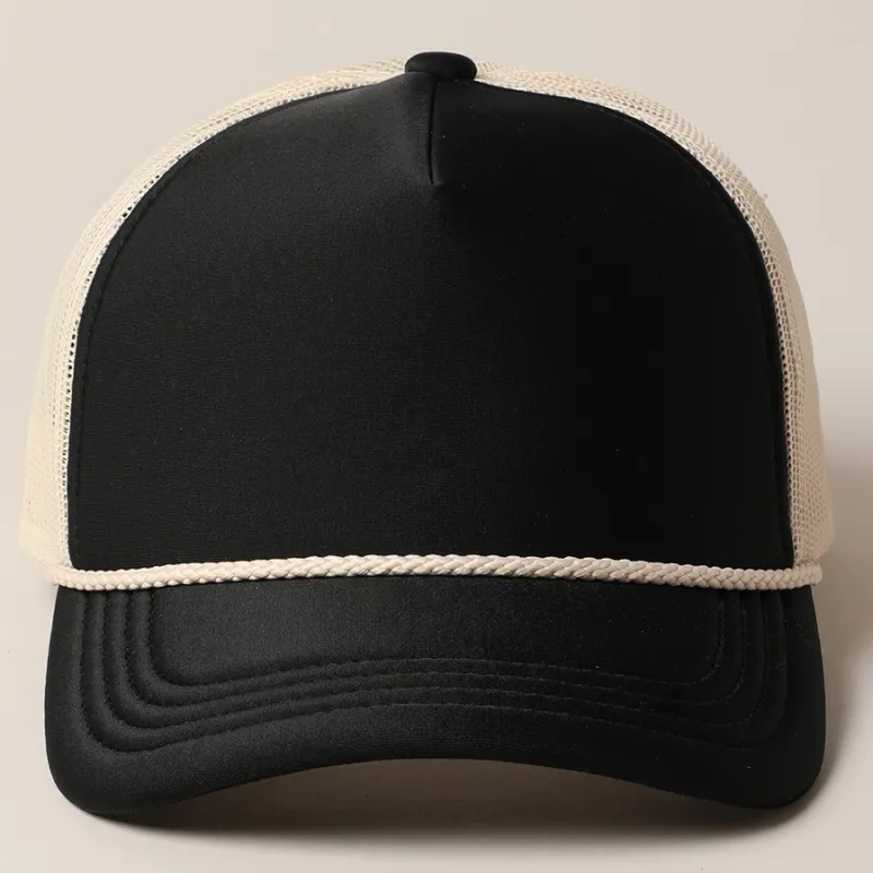 Plain Rope Trucker Hat-BLK
