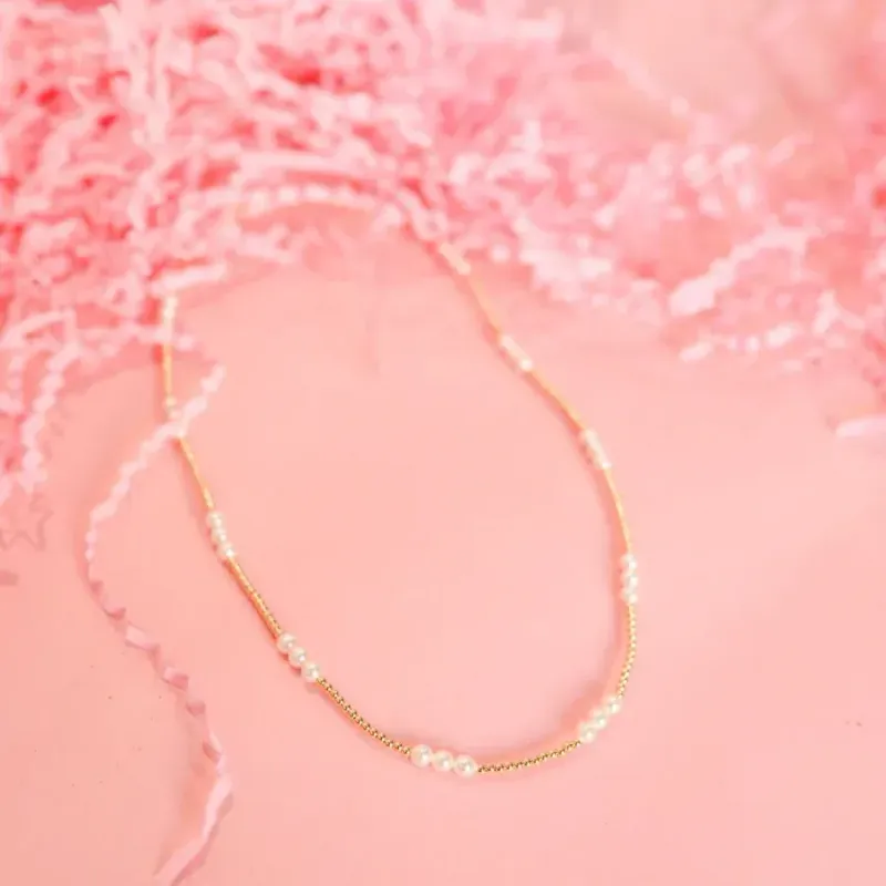 VG ILY Pearl Beaded Necklace-14in