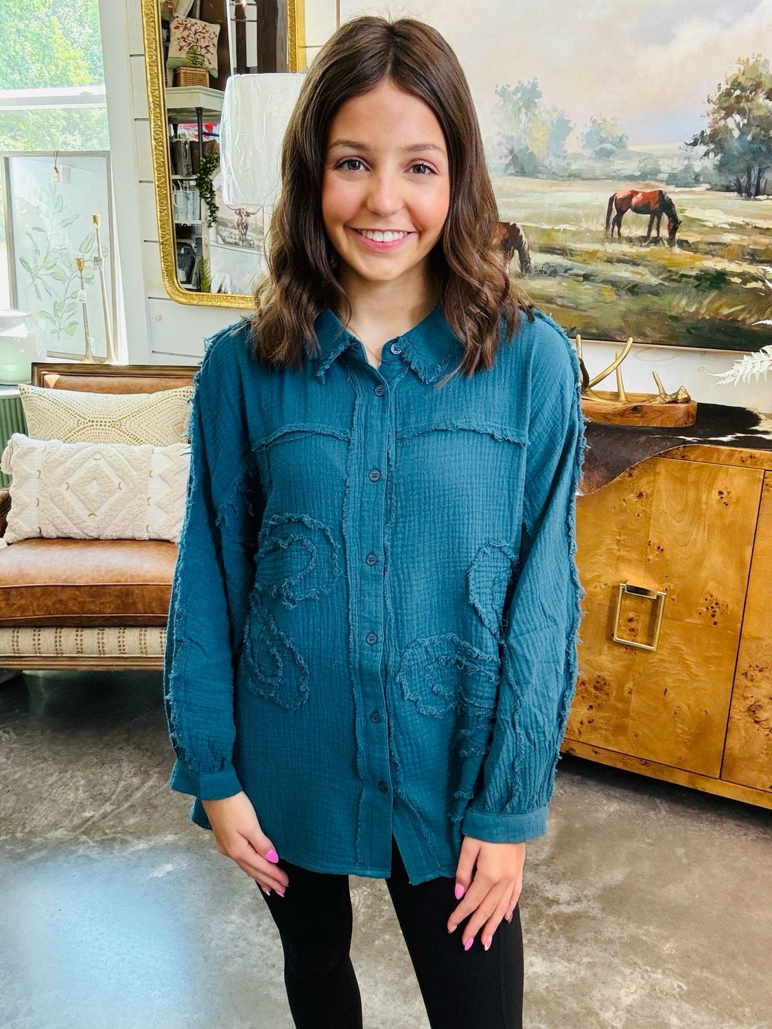 Misty Teal Top