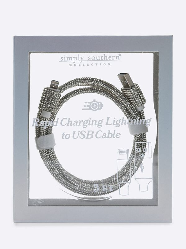 VG Tech Lightening Cable-Silver Glitter