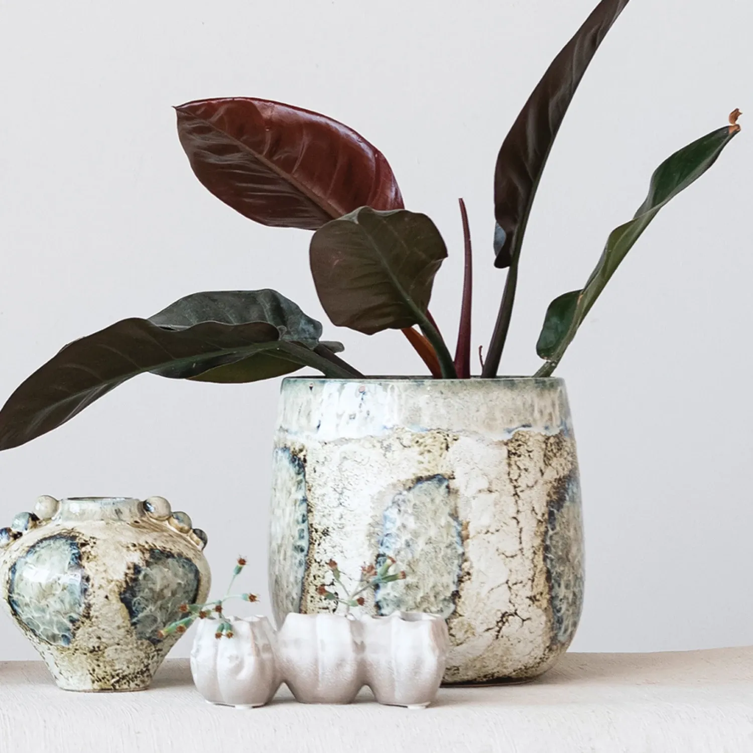 DF7186-Stoneware Planter-Reactive Glaze