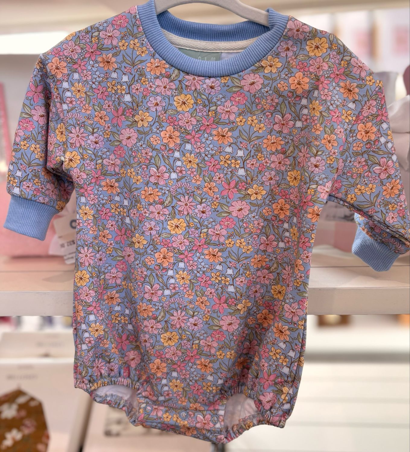 Blue Floral Short Bubble