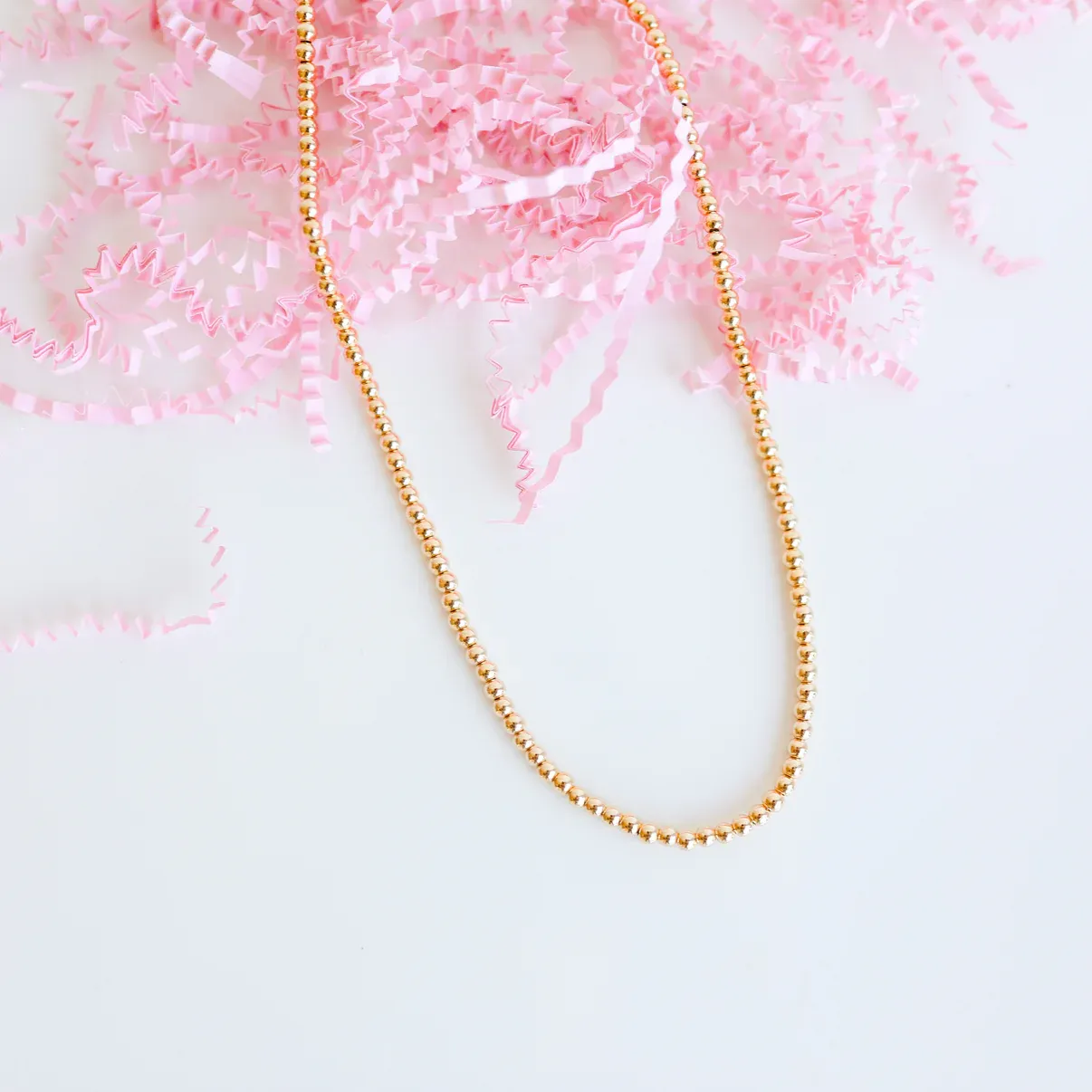 VG 3mm Gold Beaded Necklace 18in