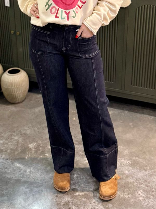 RM Katina Mid Rise Wide Leg-Rinse Wash