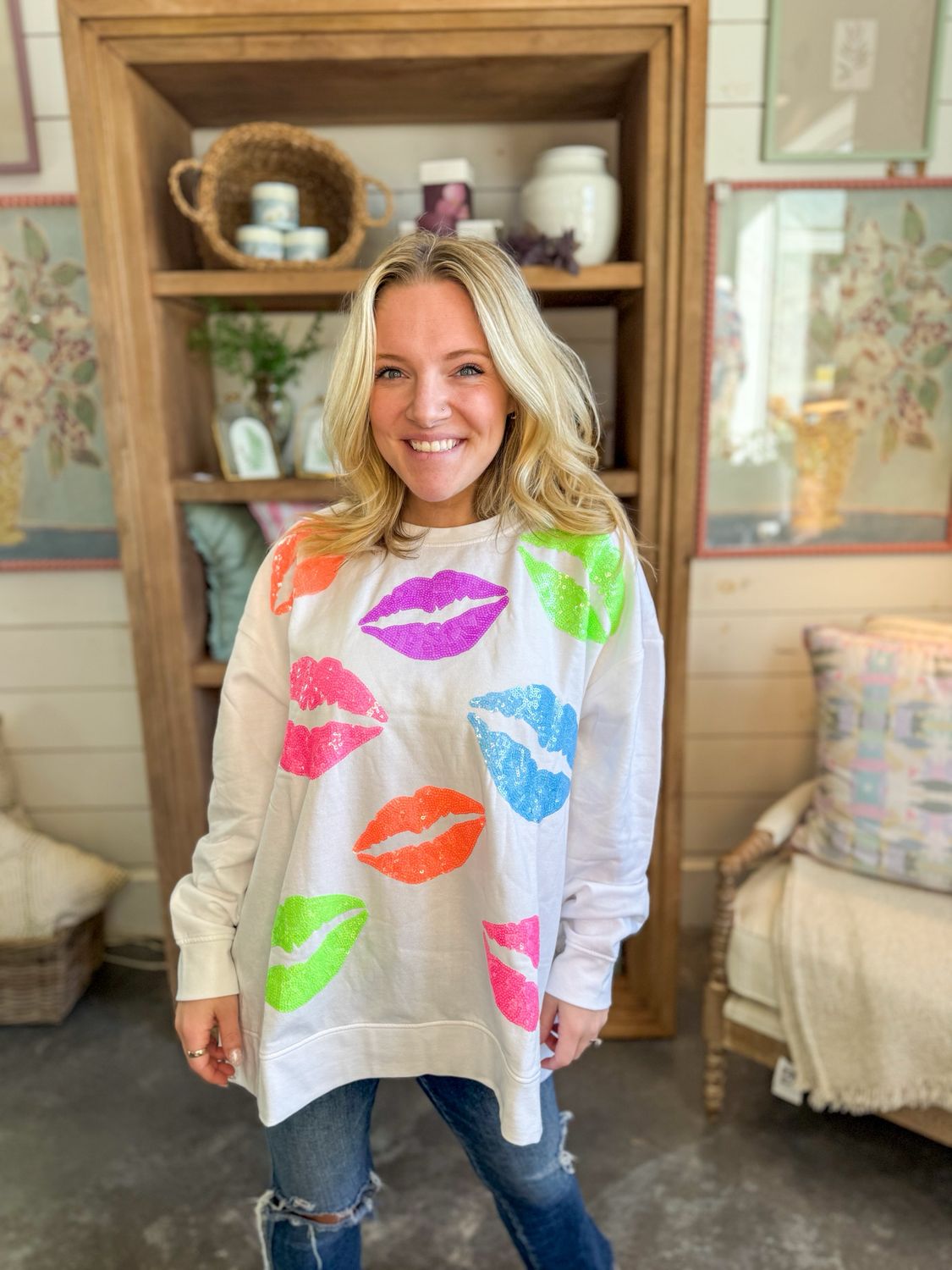 Valentine Sparkle Lip Sweatshirt