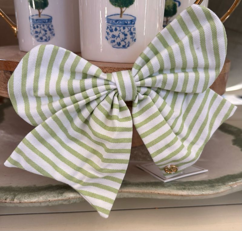 Fabric Bow Green Stripe
