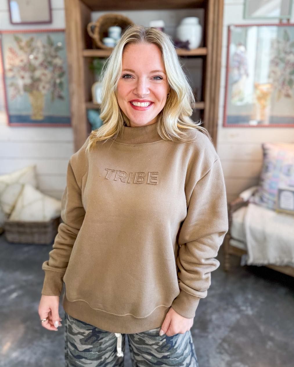 RD Bayside Mock Neck-Driftwood