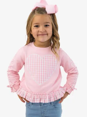 BC Heart Pink Gingham Sweatshirt