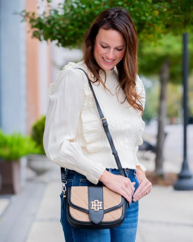 Griffin Crossbody Bag-Latte Black