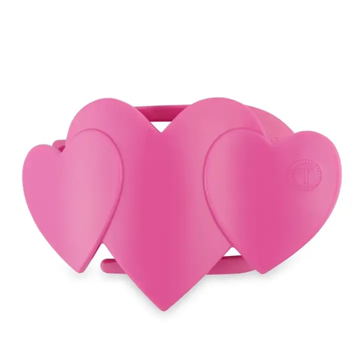 Flate Hair Clip-Large-Pink Heart