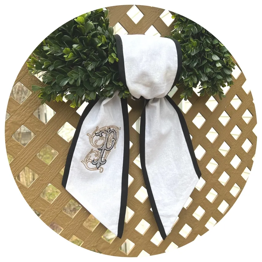 Two Color Linen Sash-Black &amp; White 54"