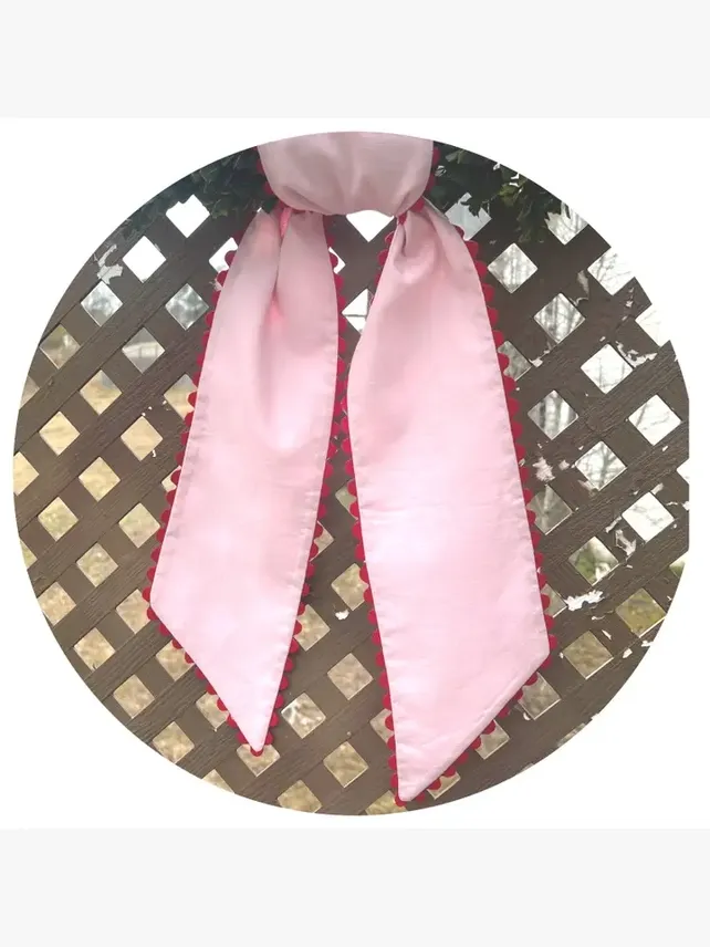 Linen Sash W/Trim-Pink/Red Trim